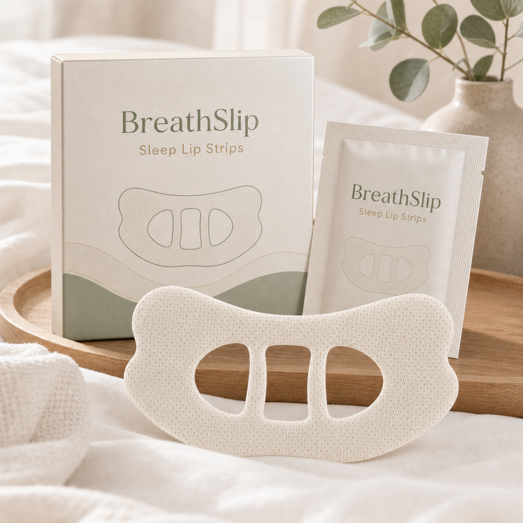 BreathSlip Sleep Lip Strips premium cream box sachet and porous lip strip